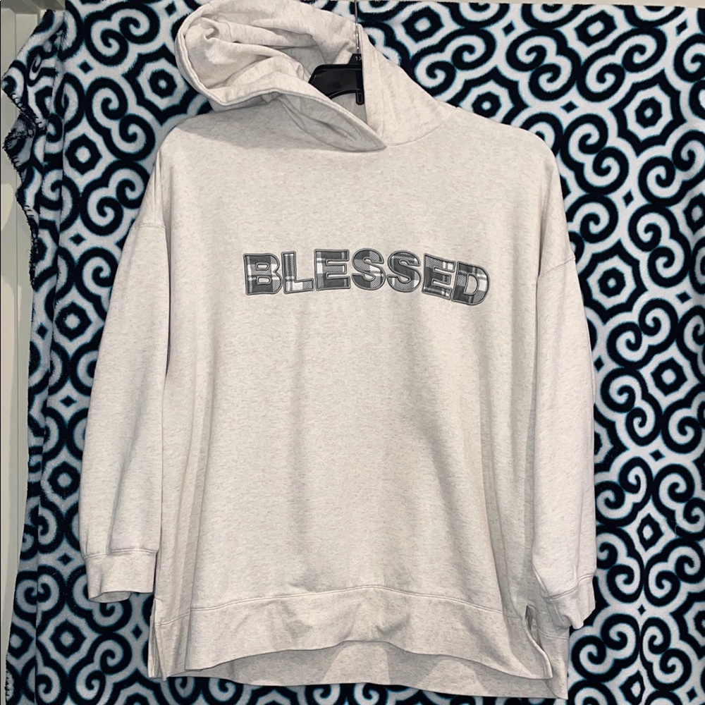 Lane Bryant Gray Hoodie with 'Blessed' Graphic